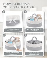 Maliton Rustic Chic Diaper Caddy Cotton Rope Grey 3 Compartments view 7