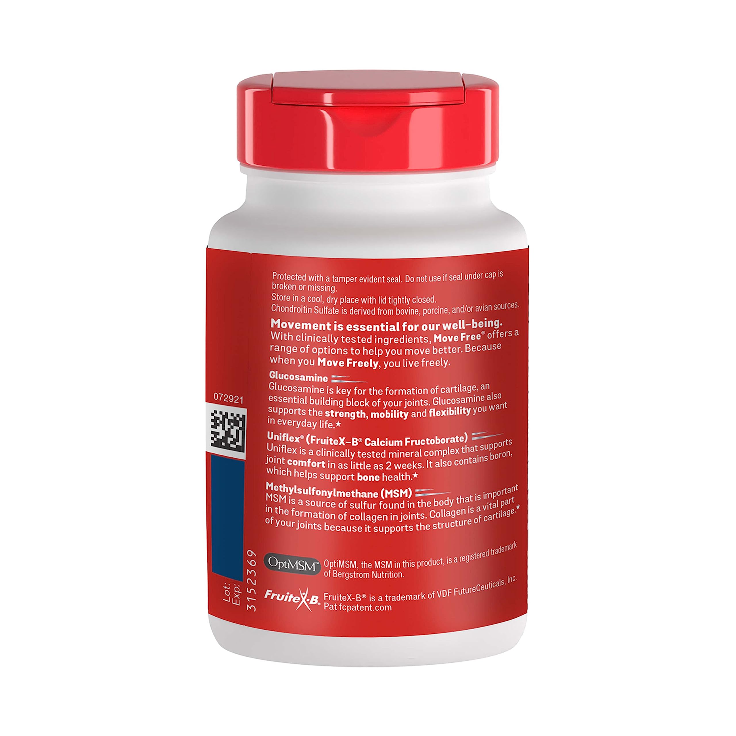 Move Free Advanced Glucosamine Chondroitin MSM Joint Support Supplement, Supports Mobility Comfort Strength Flexibility & Bone - 120 Tablets (40 servings)*