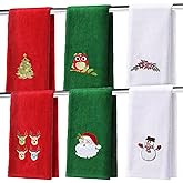 BYAWAY Christmas Hand Towels for Bathroom Kitchen Decorative Set 25" x 16" Holiday Decor Dish Fingertip Ultra Soft Highly Absorbent 100% Cotton Gift Set 6 Pack