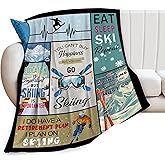 Skiing Blanket, Sports Throw Blanket, Ski Theme Gifts, Skiing Stuff Fleece Flannel Plush for Women Men Boys Girls Lovers Adults Soft Bedding for Sofa Bed Office Home Decor 40"X50"