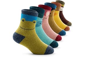 Boys Wool Socks Kids Thick Winter Socks Thermal Crew Socks for Boys 6 Pairs
