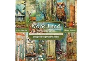 sorkwo 24 Sheets Woodland Pattern Paper, 6"" x 6"" Woodland Patterned Cardstock Paper Scrapbooking Supplies Paper Decorative Craft Paper for DIY Card Making Photo Album Junk Journal Décor