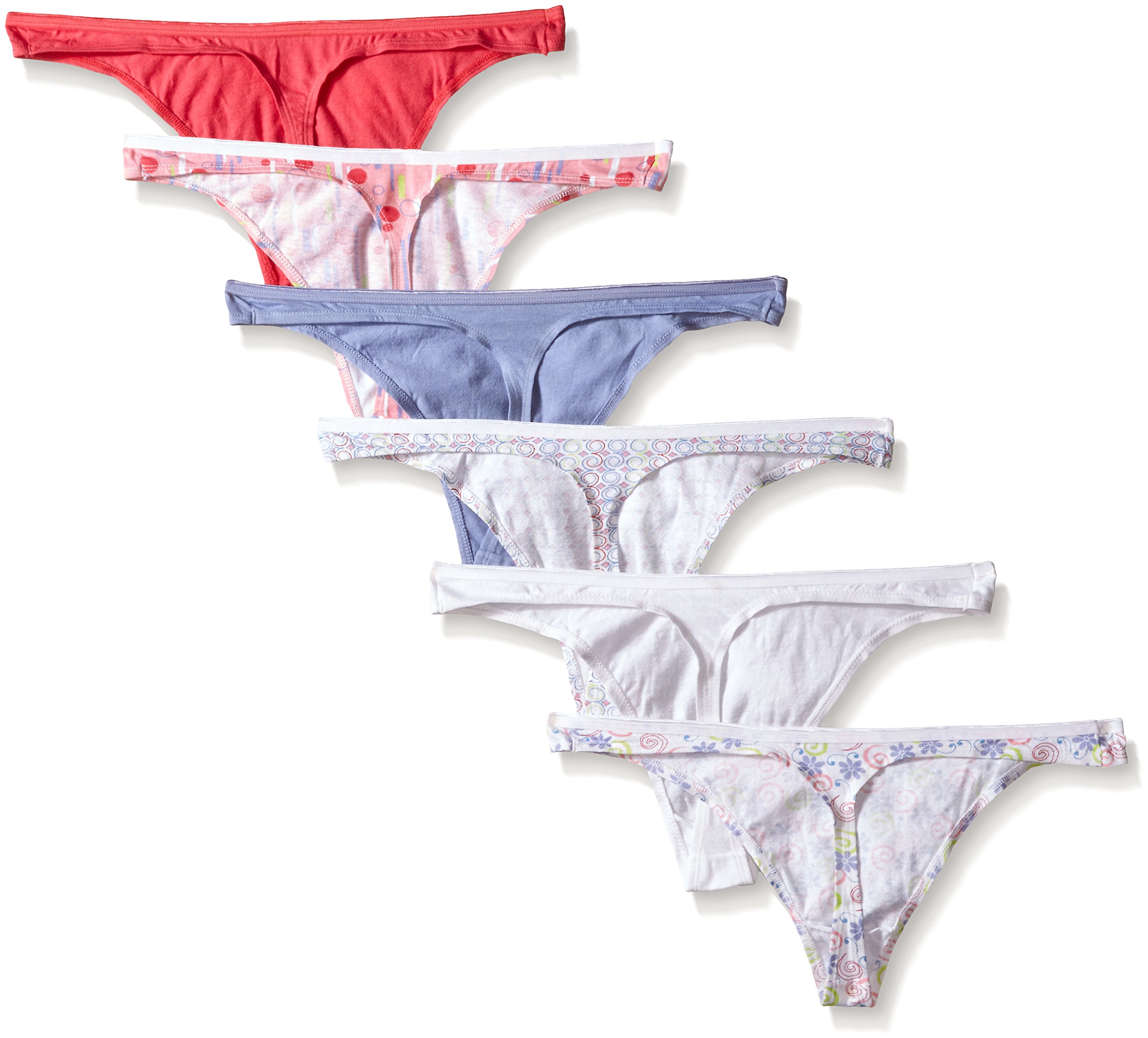 Fruit Of The Loom Womens 6 Pack Cotton Thongs Panties Design May Vary