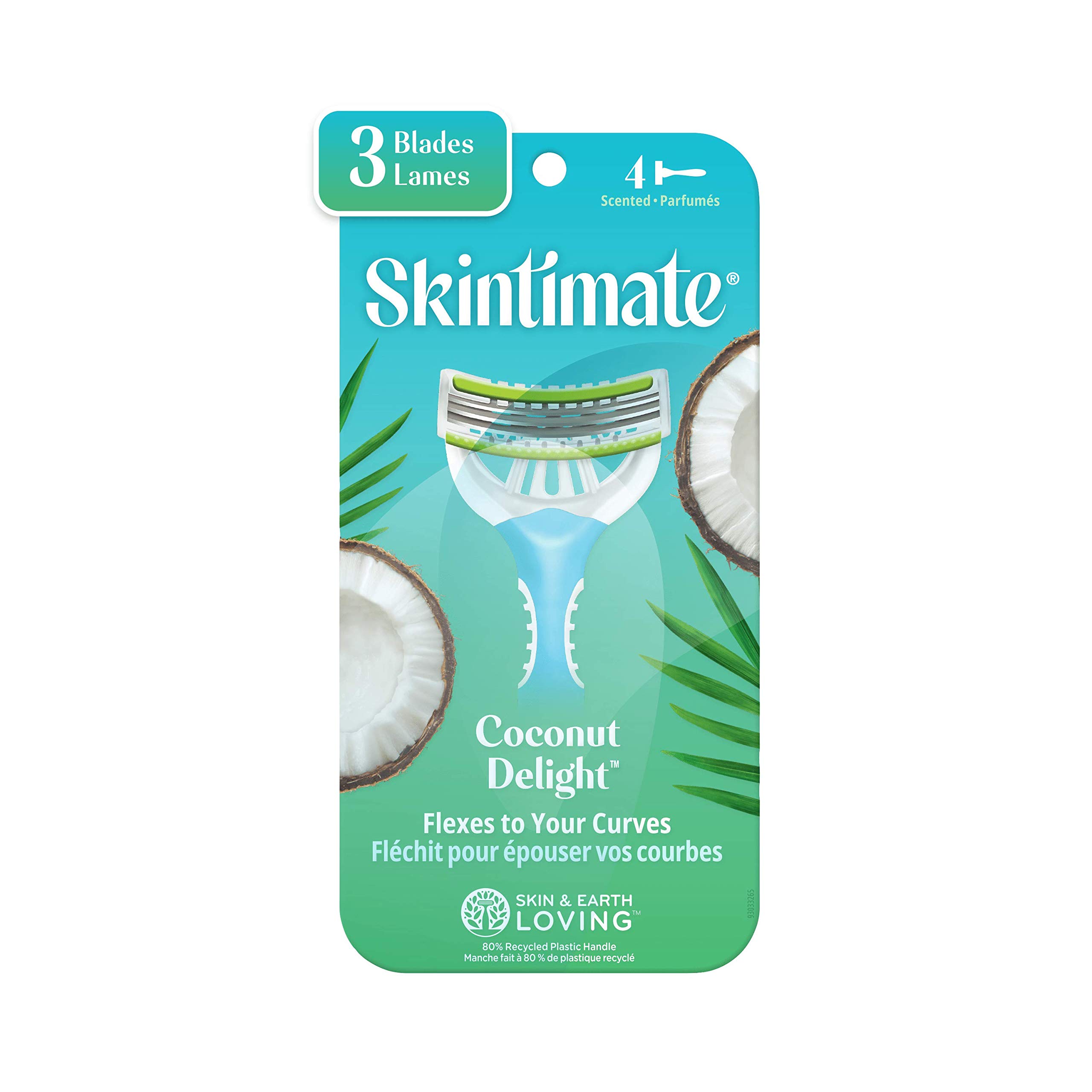 Photo 1 of Skintimate Coconut Delight 3 Blade Disposable Razor For Women, 4 Count (Pack of 3)