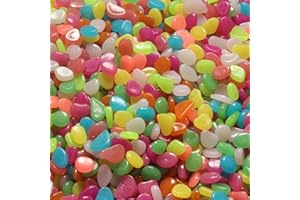 QTTLLI 450Pcs Glow Pebbles Glow in The Dark Decorative Stones Rocks for Garden Path Walkway Yard Fish Tank, Mixed Color