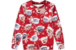 Idgreatim Boys Girls Ugly Christmas Sweater Funny 3D Long Sleeve Xmas Sweatshirt with Fleece Size 4-16