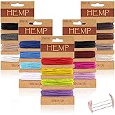 Hemp Cord, 20 Colors Thread Cord for Jewelry Making, 1mm Natural Hemp String for Bracelet Making, 100 Yards Twine Cord Rope String for Handmade Craft Keychains Making Accessories
