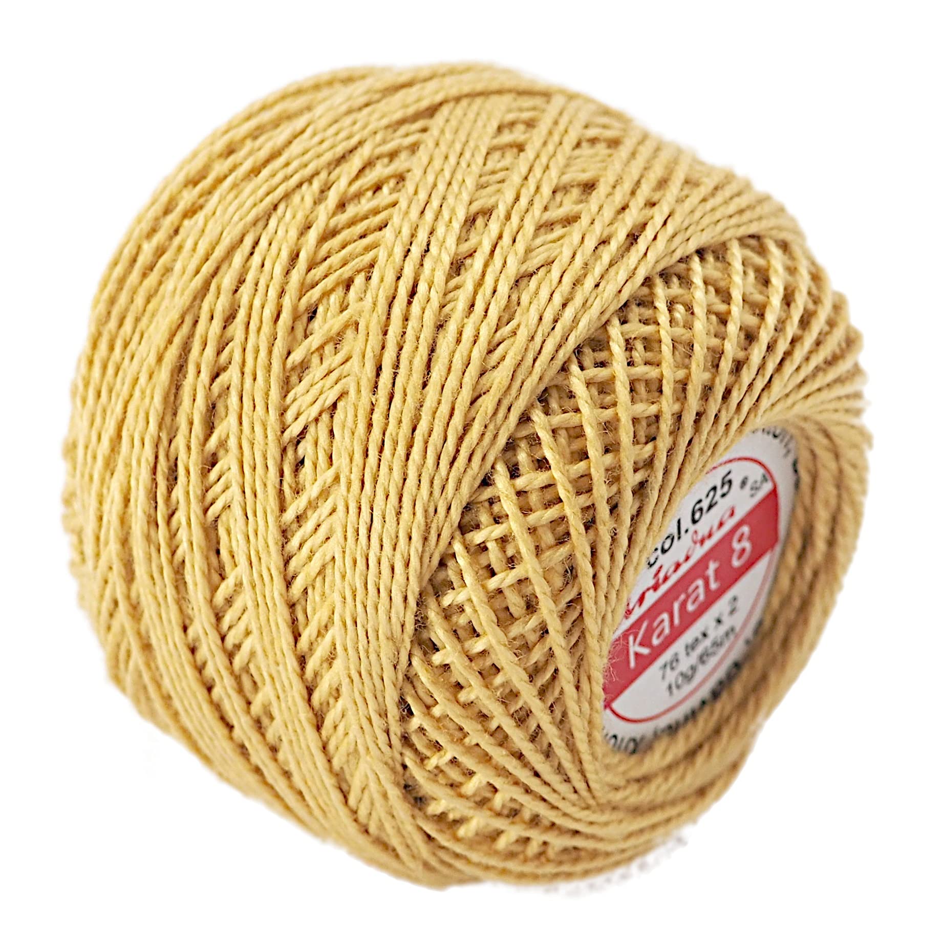 Cotton Crochet Embroidery Yarn 71yd/65m Quality Ball 0.35oz/10g Thread Floss Size 8 (Gold Beige 625)