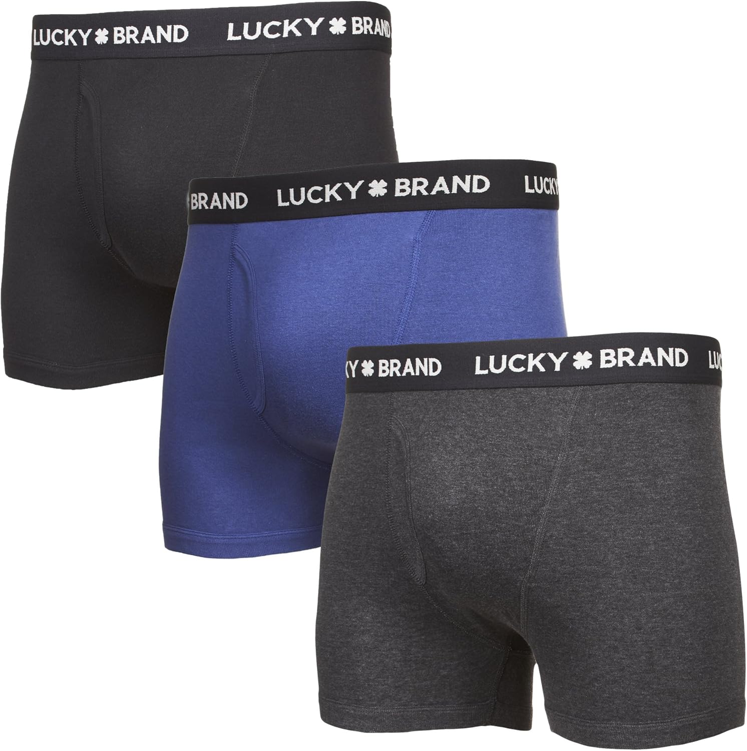 Lucky Brand Men's Cotton Boxer Briefs Underwear with Functional Fly (3 Pack) at  Men’s Clothing store