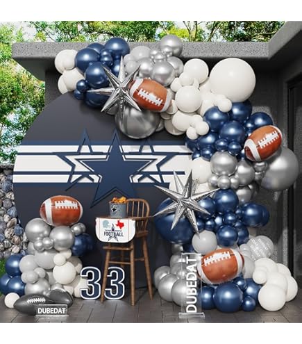 Ballons Anagram Dallas Cowboys - Bouquet De 5 Ballons En Feuille - Bleu Argenté - Neuf
