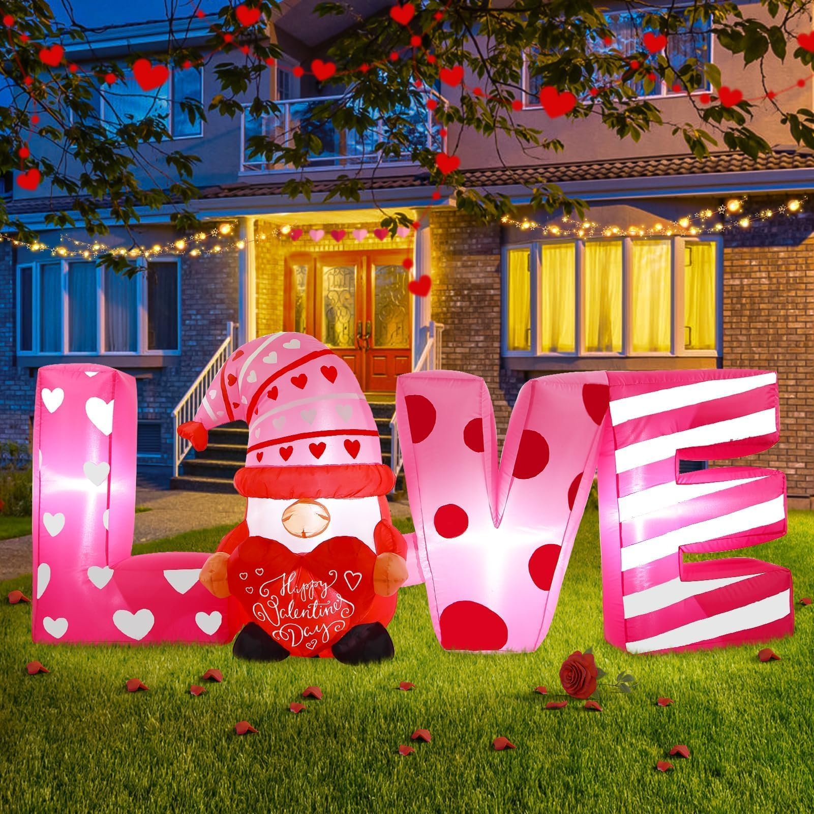 Photo 1 of Valentine Inflatable Yard Decoration 6ft Love Gnome Romantic Outdoor Blow Up Décor with LED Lights for Indoor Outside Use Perfect for Valentine’s Day Wedding Holiday and Party