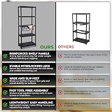 Crystals 5 Tier Plastic Shelving Unit Black 60x30x173cm Garage Storage view 8