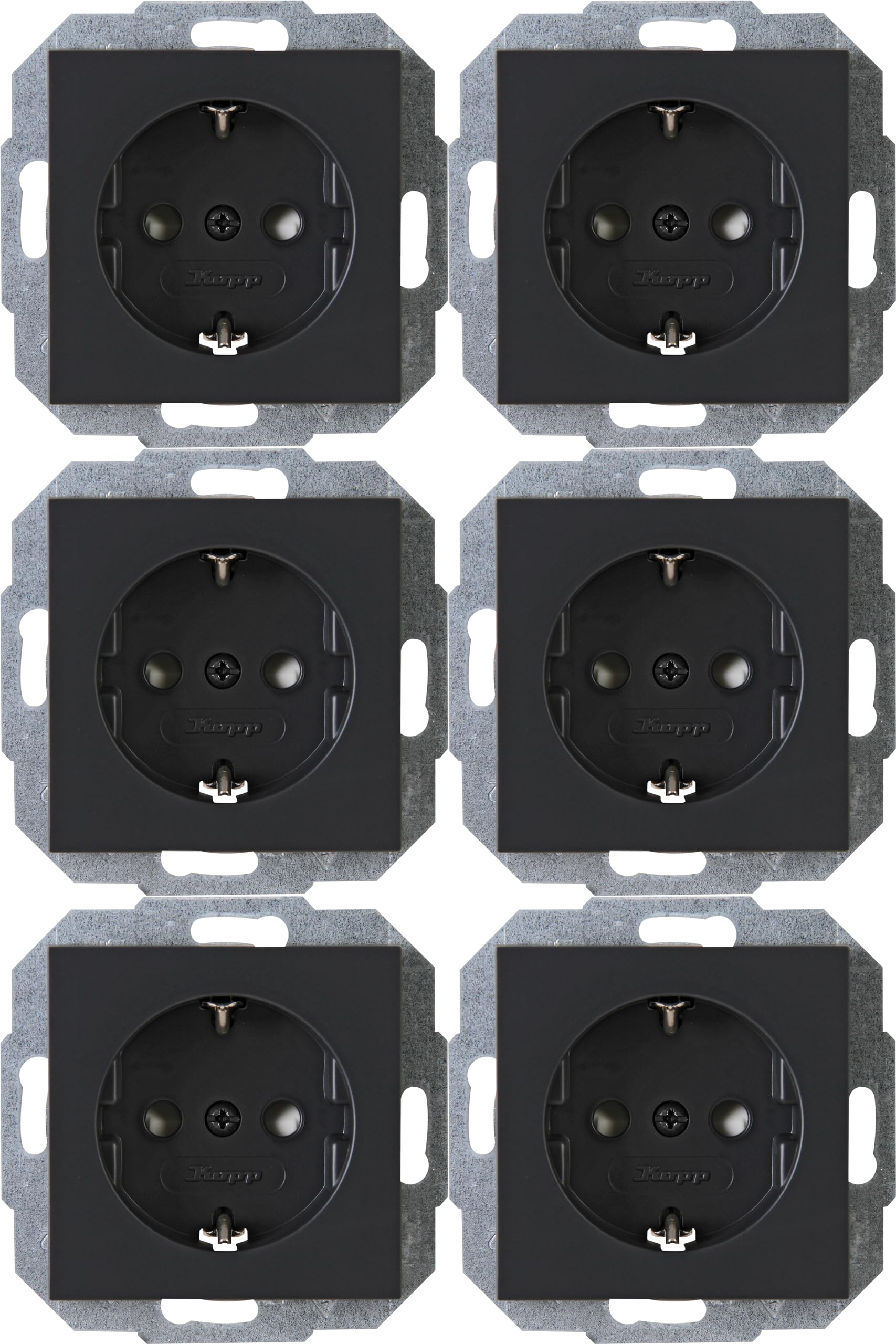 Kopp 943015055 Earthing Contact Sockets Anthracite Professional Pack of 6