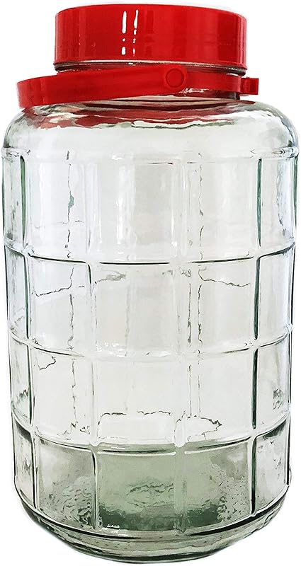 URBAN Chef Grand récipient Pot en Verre avec Couvercle Rouge, 5 Liter