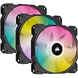 CORSAIR iCUE SP120 RGB ELITE Performance 120mm PWM Triple Fan Kit with iCUE Lighting Node CORE (Pack of 3), Black, compatible