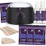 BLITZWAX Waxing Kit Hair Removal Wax Warmer Kit with Sensitive Skin Formula 14oz Lavender Hard Wax Beans for Facial Eyebrow A