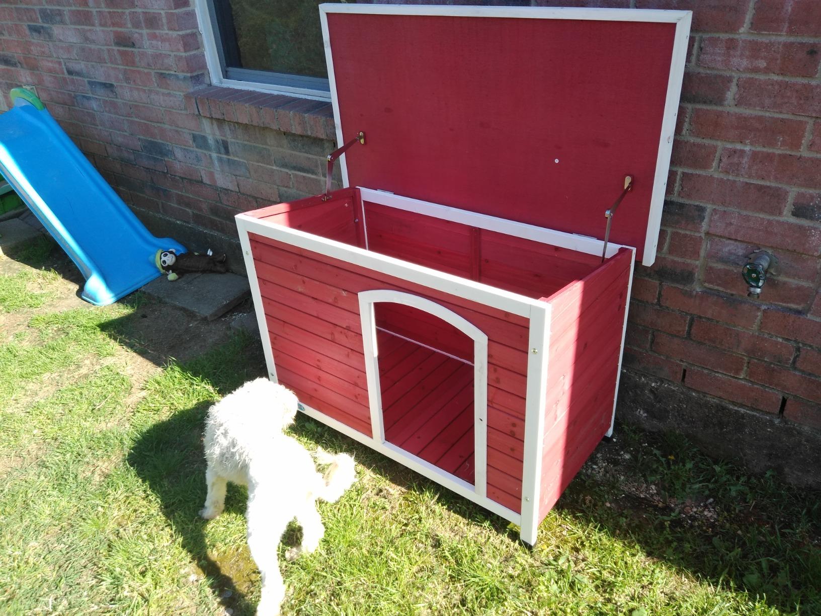 Modern Large Outdoor Wood Dog Pet House Crate with Slant Roof Coziwow