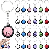 24Pcs Cute Skull Bun Keychain Set,Halloween Keychain Bulk,No Rebounds | Mini Cartoon Spooky Face Bag Ornaments, Key Ring Accessories, Assorted Colors Halloween Goodie Bag Fillers & Decor