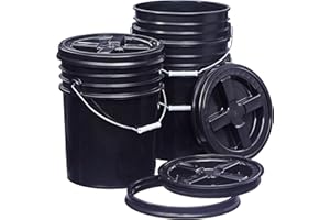 Consolidated Plastics 5 Gallon Black Food Grade Buckets + Gamma Seal Lids, BPA Free Container Storage, Durable HDPE Pails, Made in USA (3 Pack)