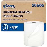 Kleenex Professional Hard Roll Paper Towels, Bulk, 6 Rolls x 600' (50606) | Universal 1.75" Core, Absorbency Pockets, White, Premium Tier, Compatible with Universal Roll Towel Dispensers