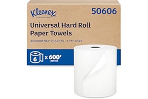 Kleenex Professional Universal Hard Roll Paper Towels, Bulk (50606), Hardwound 1.75" Core, Premium Absorbency Pockets, White 