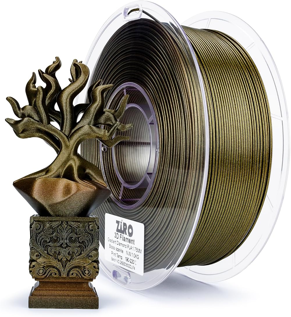 ZIRO Glitter Multicolor PLA Filament 1.75mm 1kg Brass Sparkle Rainbow