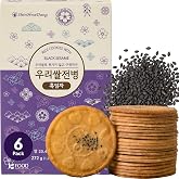 Korean Food Shinwhadang Rice Wafer Snacks, Black Sesame, Crispy, 6Pk | Oven-baked Korean rice crackers with black sesame flavor and a light, crispy texture
