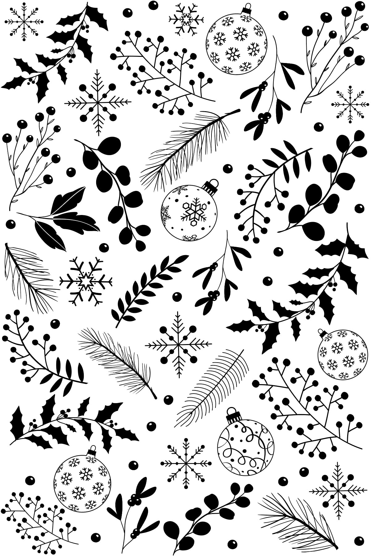 Creative Expressions Pre Cut Rubber Stamp-Festive Fronds, Grey, 4 x 6 inches