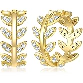 Gold Hoop Earrings, 14K Gold Earrings for Women, Hypoallergenic Vermeil Hoops with Cubic Zirconia, Dainty Jewelry Gift, 14K Gold Plated 925 Sterling Silver