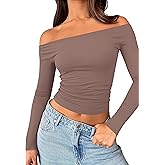 Matunana Womens Off The Shoulder Tops Long Sleeve Going Out Basic Shirts Cute Y2K Fall Trendy Fashion 2026