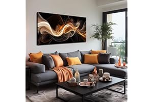 JuhaiArt Abstract Art Prints Bedroom Gold Wall Decor Black Wall Picture for Living Room Home Office 29" x 59" Lines Poster Artwork