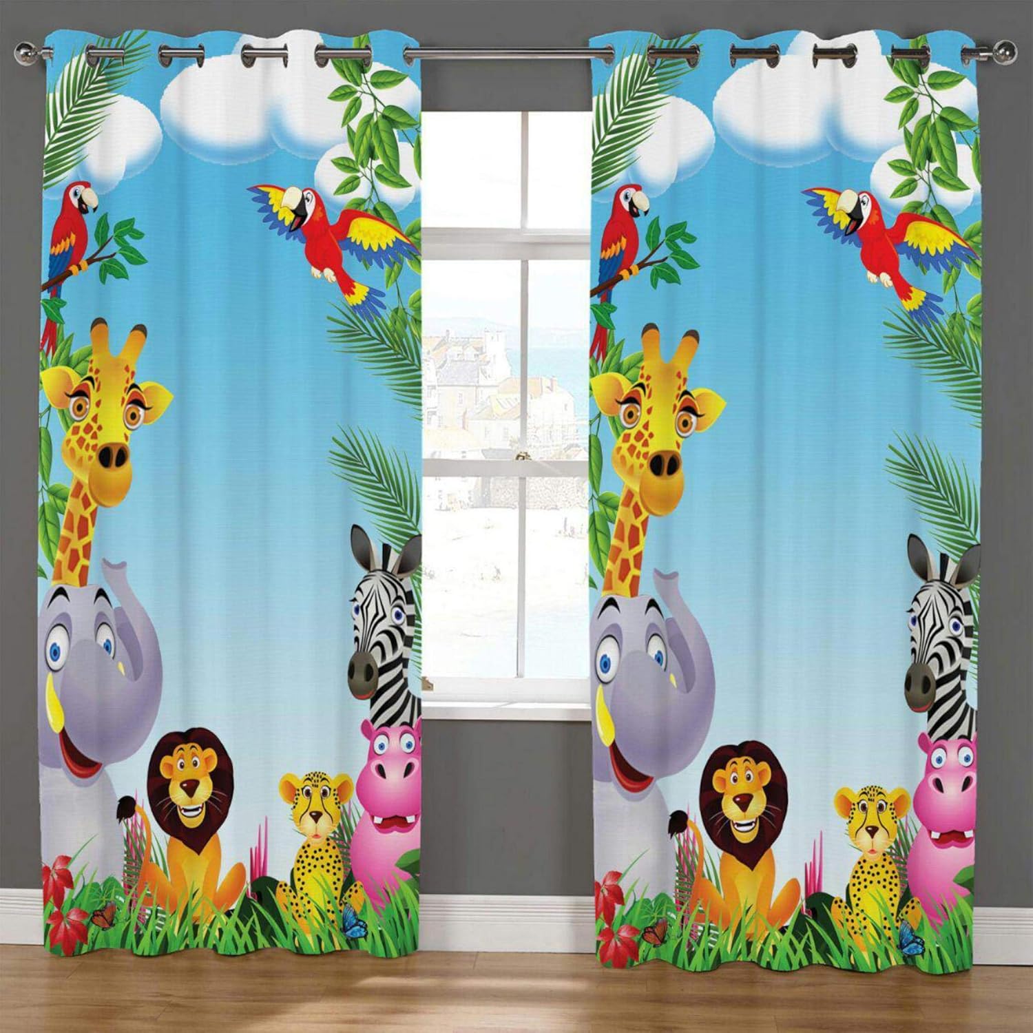 Buy Zoffany Home 2 Piece Polyester Cartoon Design Eyelet Door Window Curtain 4 X 7 Ft Blue Set Of 2 Online At Low Prices In India Amazon In