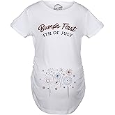 Maternity Bumps First 4th of July Pregnancy T Shirt Funny Patriotic Tee for Baby Bump