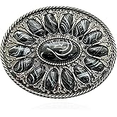 YOQUCOL Vintage Western Cowboy Native American Stone Belt Buckle for Men Black Tone