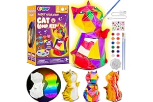 EPUMP Paint Your Own Cat Lamp Kit - Rechargeable 1200mAh Cat Night Light with 2 Light Modes, Arts and Crafts Painting Toys for Girls Boys, Art Supplies Birthday & Christmas Gifts for Kids Ages 3-12+