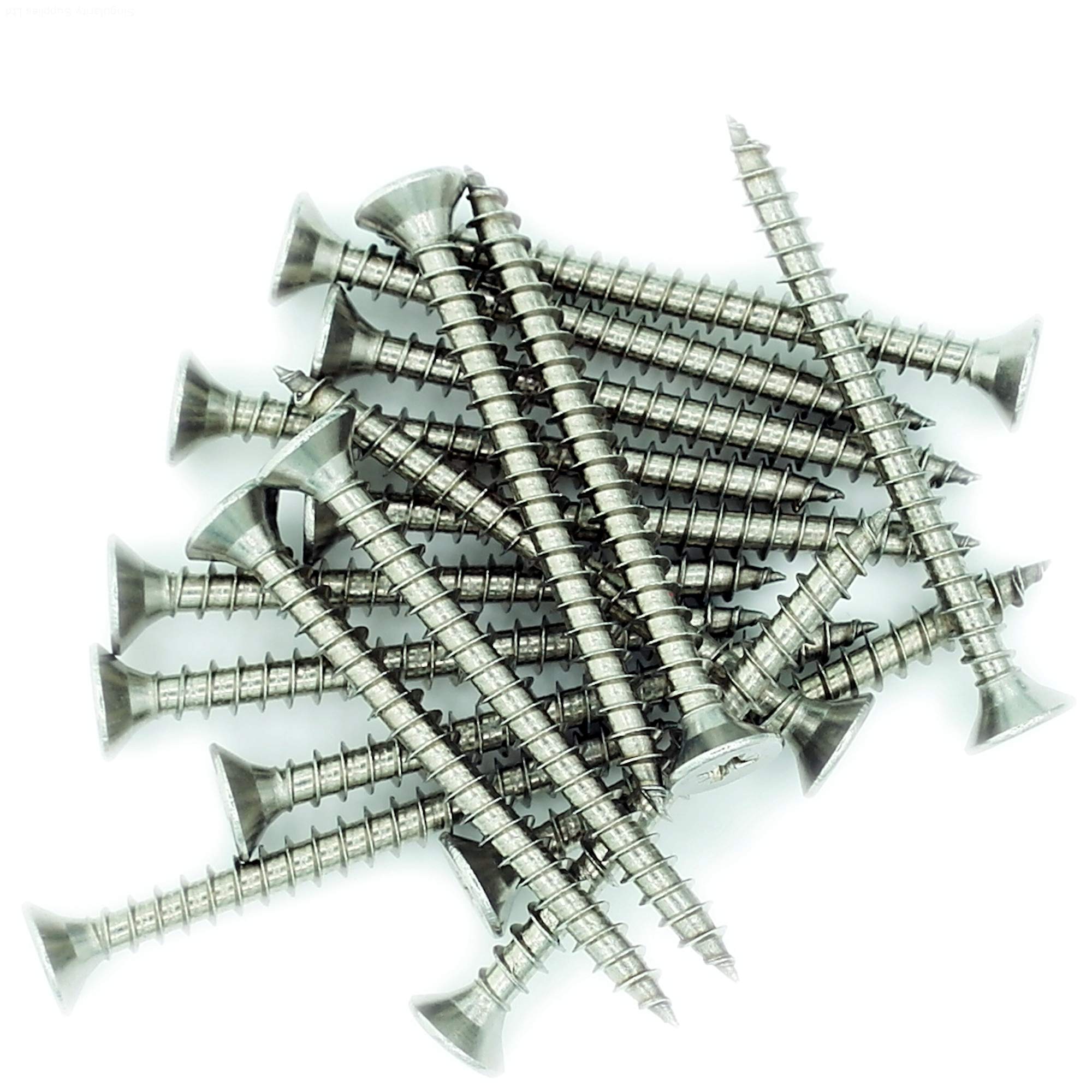 No.6 x 0.5 (4mm x 12mm) Pozi Countersunk Chipboard Screw - Stainless Steel (A2) (Pack of 20)