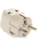 OREI European Plug Adapter Schuko Type E/F for Germany, France, Europe, Russia - Grounded 2 in 1