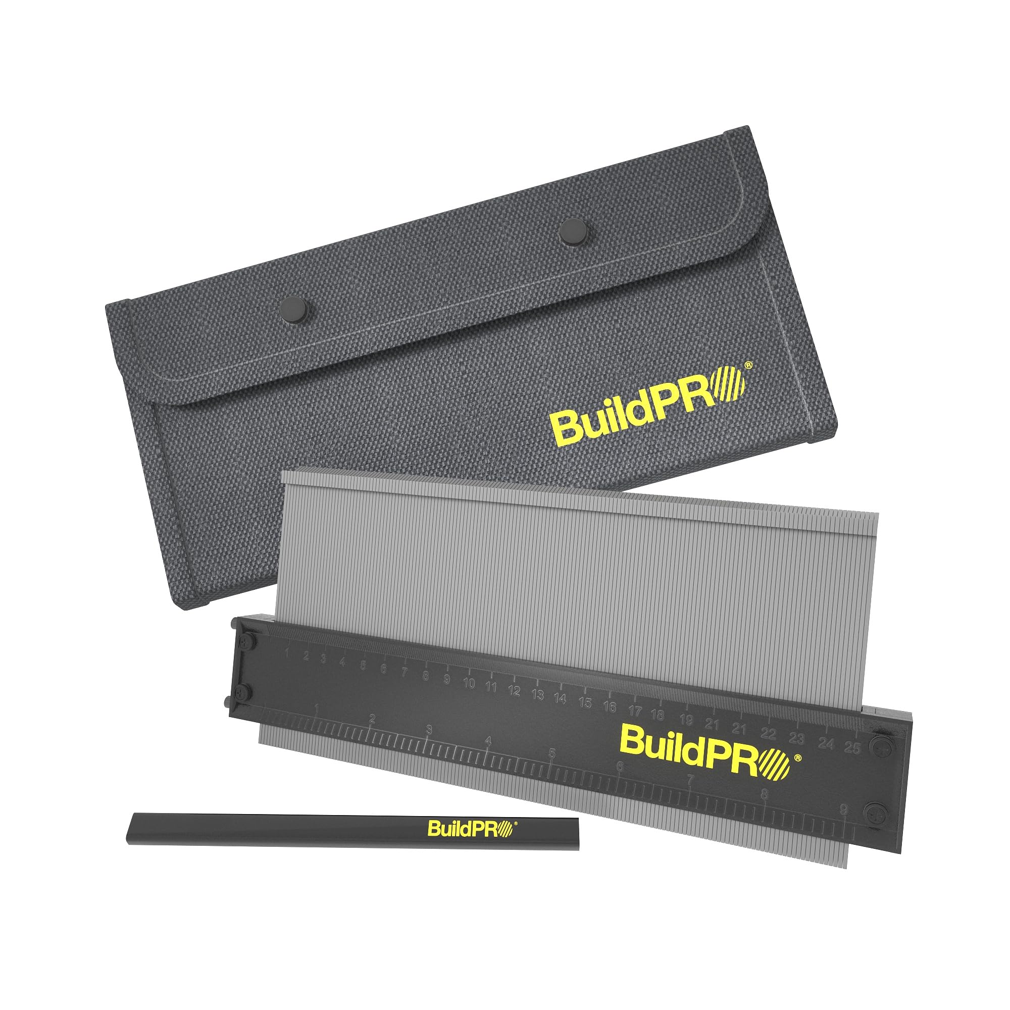 BuildPRO Contour Gauge 10” with Metal Lock – Precise Profile Duplicator Tool for Flooring, Woodworking, Tile & Carpet – Includes Carry Bag & Pencil – Ideal Gift for DIYers & Pros