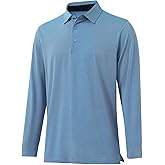 YAMXDM Mens Golf Shirts Long Sleeve Moisture Wicking Collared Work Business Casual Tennis Polo Shirts for Men