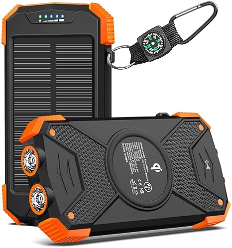 Sports & Outdoors - BLAVOR Solar Power Bank 10,000mAh, Portable Wireless Charger, 20W Fast Charging External Battery Pack with USB C for Cell Phones, Solar Panel Charging with Dual Flashlight for Camping