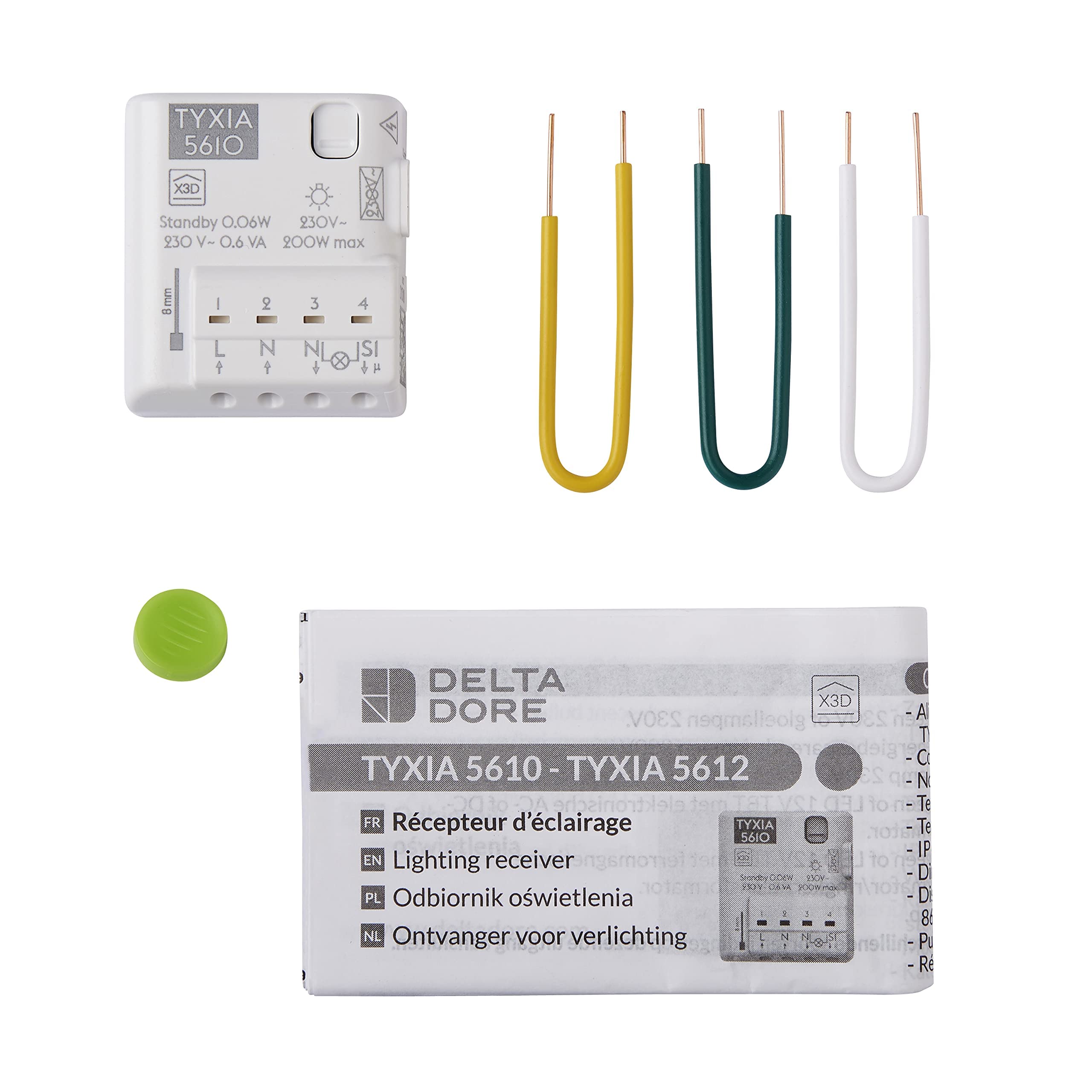 Tyxia 5610 - Delta Dore Wireless on/Off Lighting Receiver - Connected Lighting - Programming - Works with Tydom, Alexa & Google Assistant - 6351400
