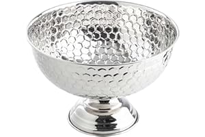 TableCraft 12850 Hive Collection Round Punch Bowl, Mirror Finish Stainless Steel Punch Bowl with Textured Honeycomb Design, P