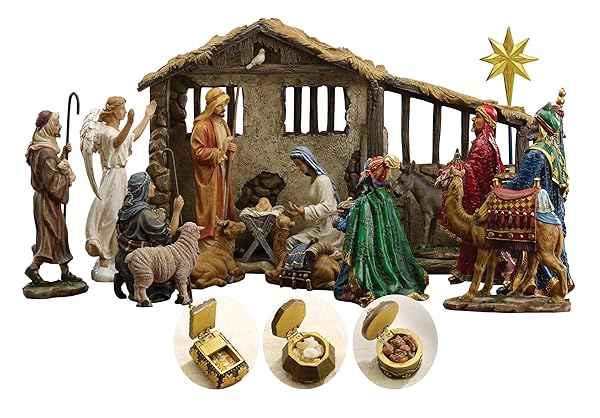 THREE KINGS GIFTS DELUXE EDITION, NATIVITY SCENE SET & FIGURES, 16-PIECES, 7 INCH SCALE COLLECTION