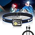 Brinyte HC01 1000 Lumen Rechargeable Headlamp, USB-C/AAA Dual Power, Red Light & 45H Runtime (Low Mode), Patented Adjustable Headband for Camping Hunting Hard Hat