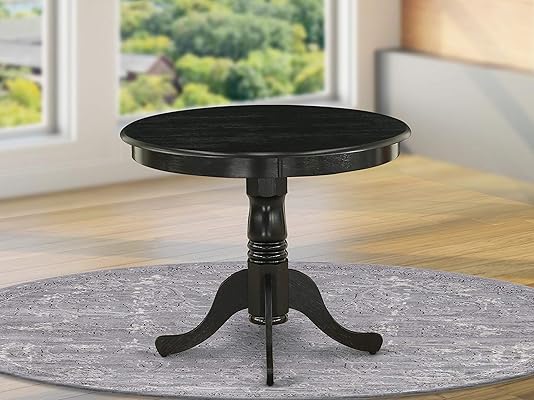 East West Furniture ANT-ABK-TP Round Antique Dining Table, Black
