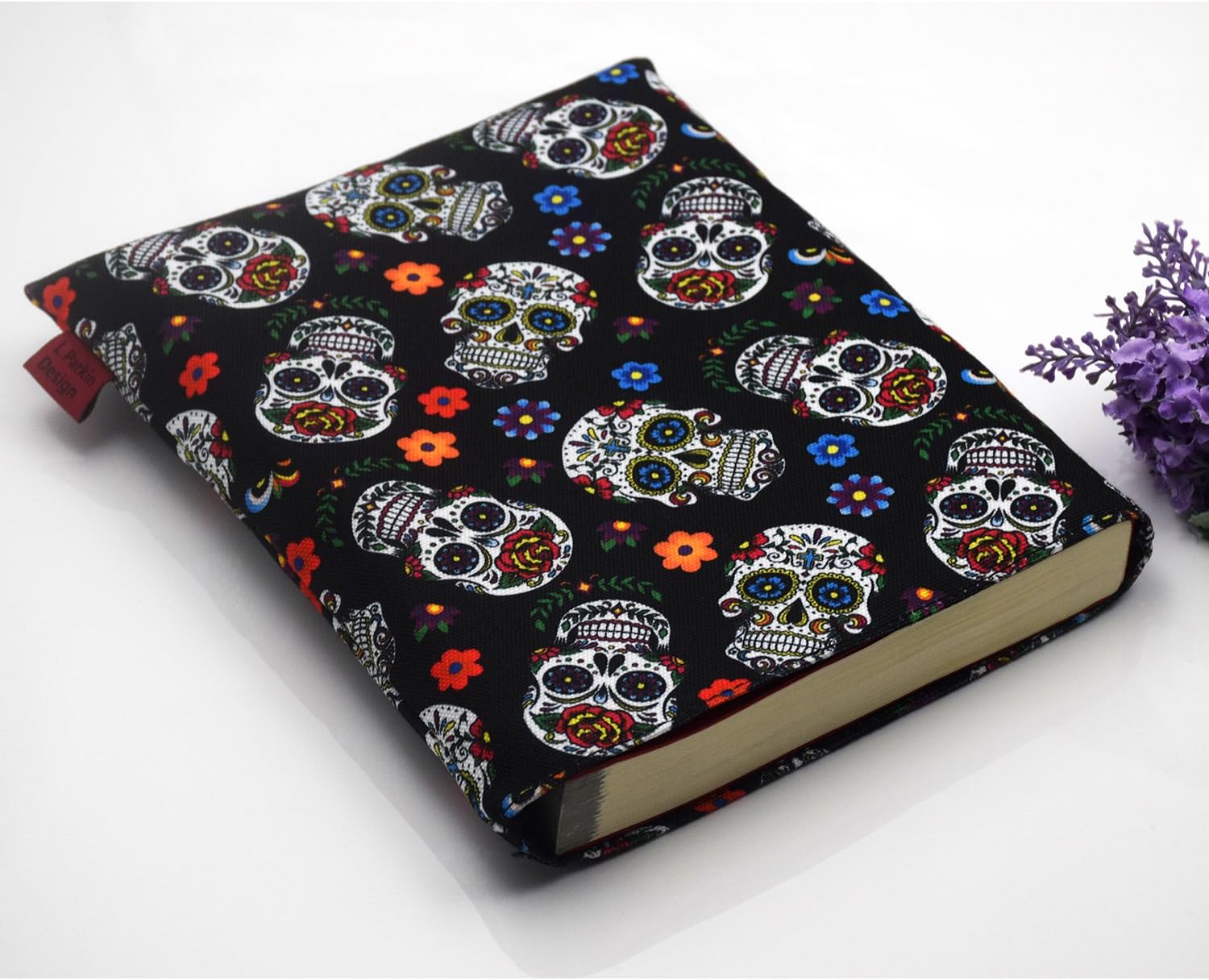 LParkin, Book Cover Colorful Skull Design Medium Gift Idea 11x8.5 Inch Gifts for Book Lovers, Sugar Skull Book Sleeve - Image 5