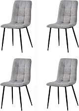 mcc direct Set of 4 Faux Matte Suede Dining Chairs with Metal Legs – Light Grey view 3