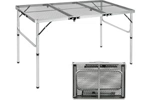 REDCAMP Folding Portable Grill Table for Camping, Lightweight Aluminum Metal Grill Stand Table for Outside Cooking Outdoor BB