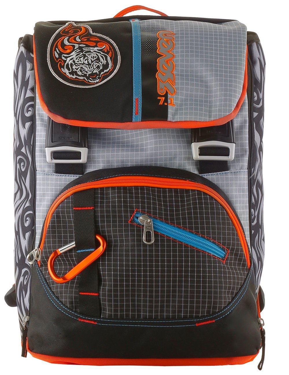 Zainetti per bambini estensibile TRIBAL BOY Zaino scuola SEVEN 28 LT  inserti rifrangenti elementari e medie Nero Arancione urban-earth.co.uk