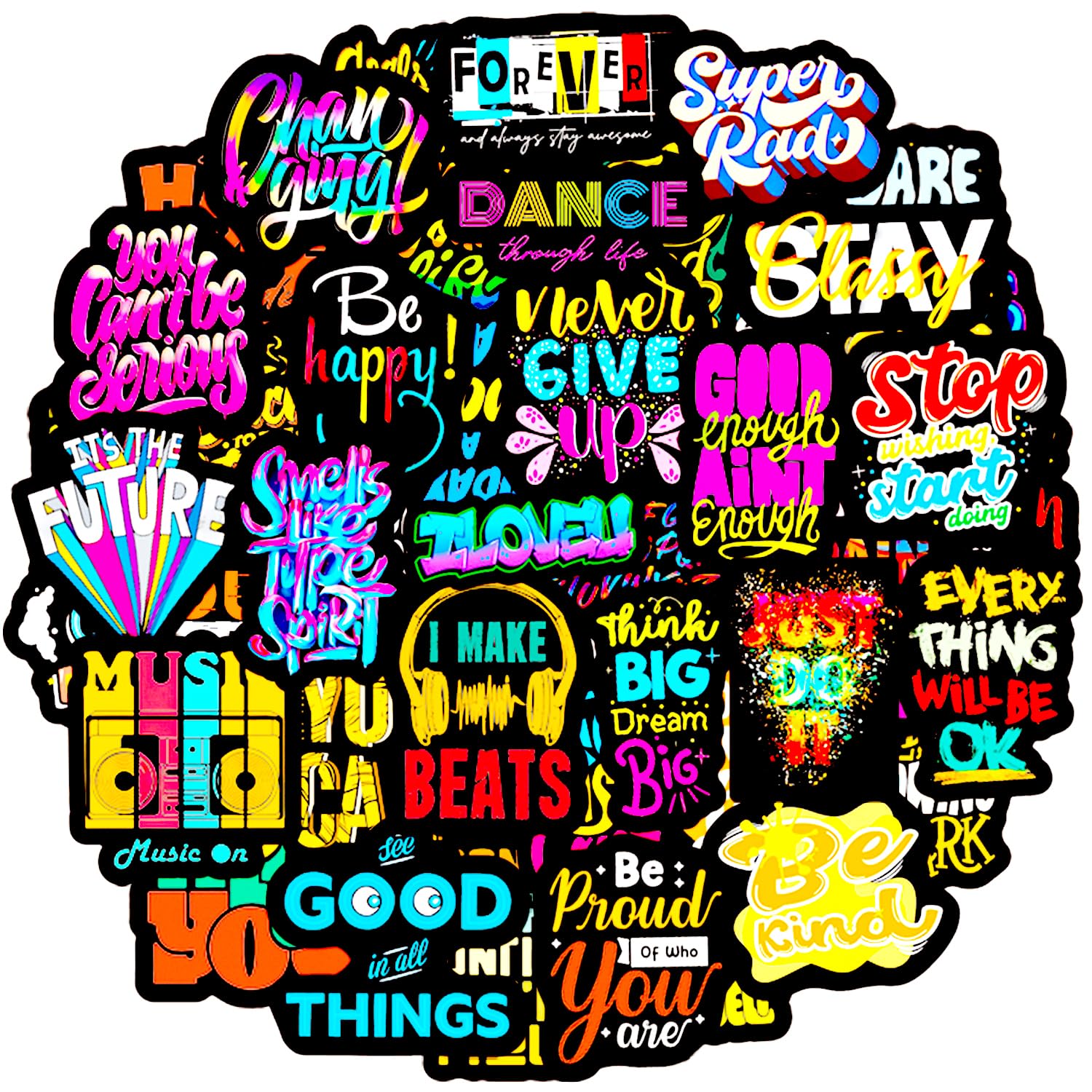 Motivational Stickers 100 Pcs Positive Affirmation Inspirational Quotes Sticker Pack, Waterproof Vinyl Stickers for Laptop Scapbooking Journalling Skateboard Water Bottle Suitcase Phone Diary etc